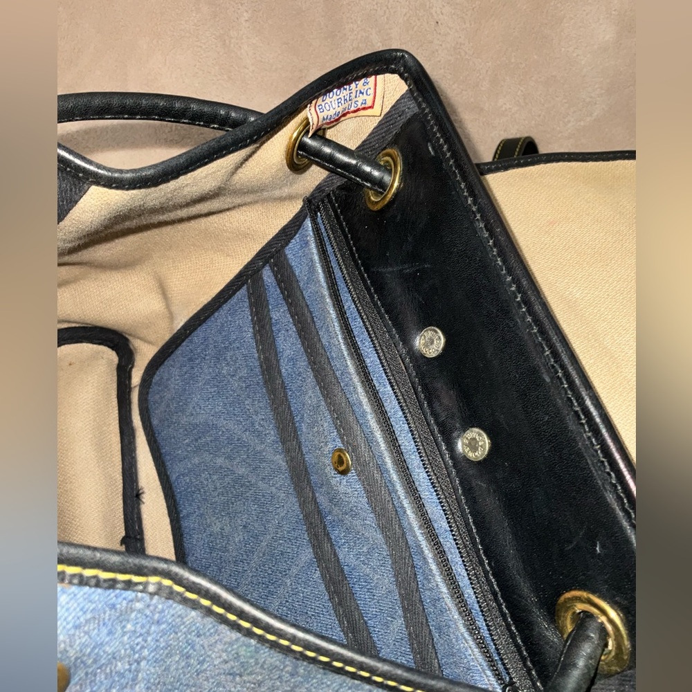 Dooney & Bourke Vintage Canyon Backpack in blue denim. 10.5”x 9.25”x 4” - Picture 14 of 16